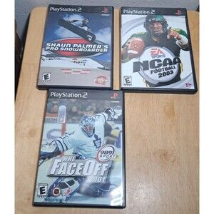 PS2 Lot of 3 Shaun Palmer's Pro Snowboard & NCAA Football 03 & NHL Face Off 01